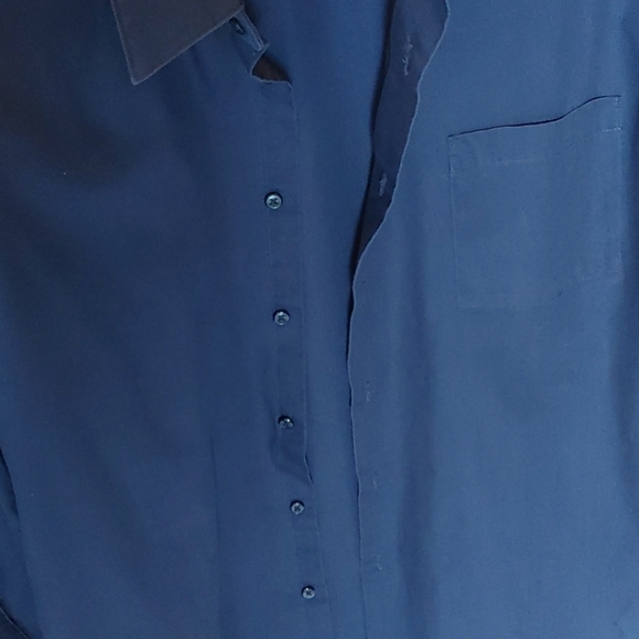 VanHeusen Mens Navy Fitted Dress Shirt - Picture 7 of 7